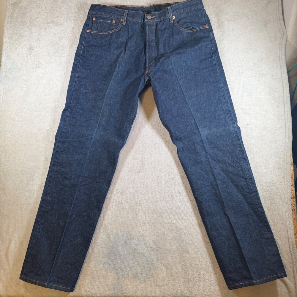 Levis 501 Original Fit Jeans Mens 42x36 Dark Wash Indigo Straight Leg  501XX